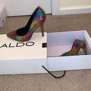 Multi color sequence heels, size 7
